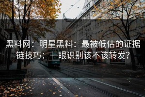 黑料网：明星黑料：最被低估的证据链技巧：一眼识别该不该转发？
