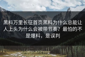 黑料万里长征首页黑料为什么总能让人上头为什么会被带节奏？最怕的不是爆料，是误判