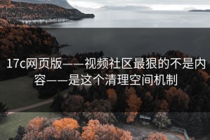 17c网页版——视频社区最狠的不是内容——是这个清理空间机制