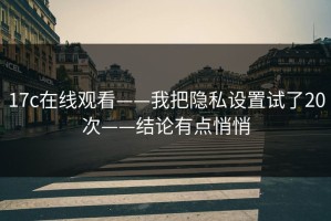 17c在线观看——我把隐私设置试了20次——结论有点悄悄