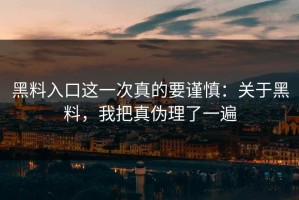 黑料入口这一次真的要谨慎：关于黑料，我把真伪理了一遍