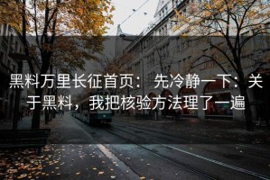 黑料万里长征首页： 先冷静一下：关于黑料，我把核验方法理了一遍