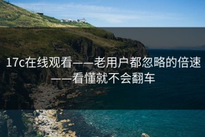 17c在线观看——老用户都忽略的倍速——看懂就不会翻车