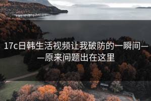 17c日韩生活视频让我破防的一瞬间——原来问题出在这里