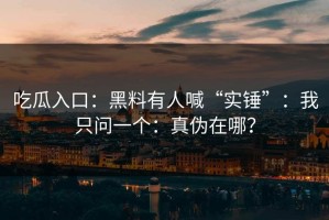 吃瓜入口：黑料有人喊“实锤”：我只问一个：真伪在哪？