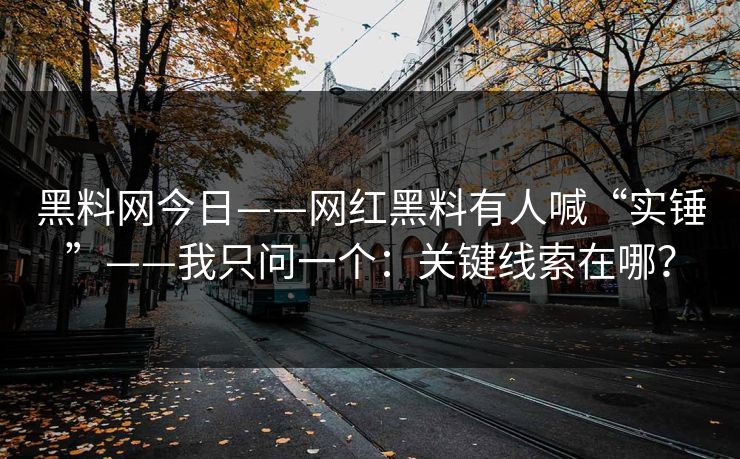 黑料网今日——网红黑料有人喊“实锤”——我只问一个：关键线索在哪？