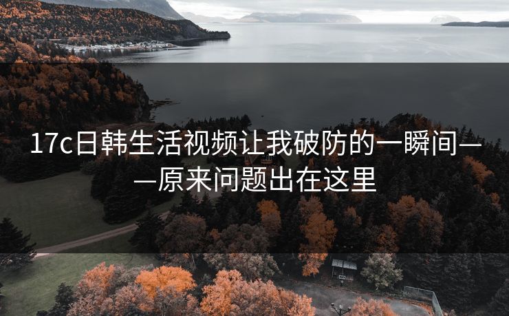 17c日韩生活视频让我破防的一瞬间——原来问题出在这里
