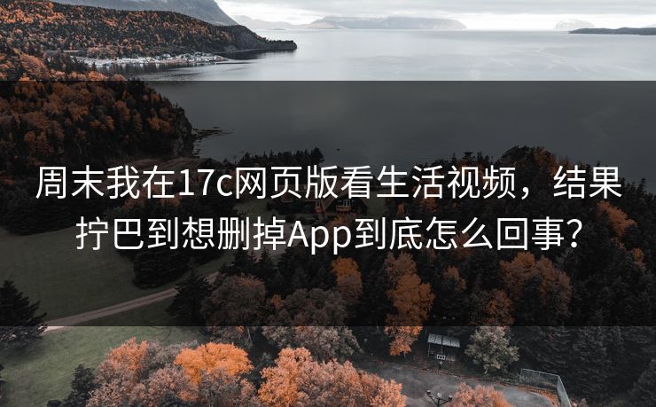 周末我在17c网页版看生活视频，结果拧巴到想删掉App到底怎么回事？