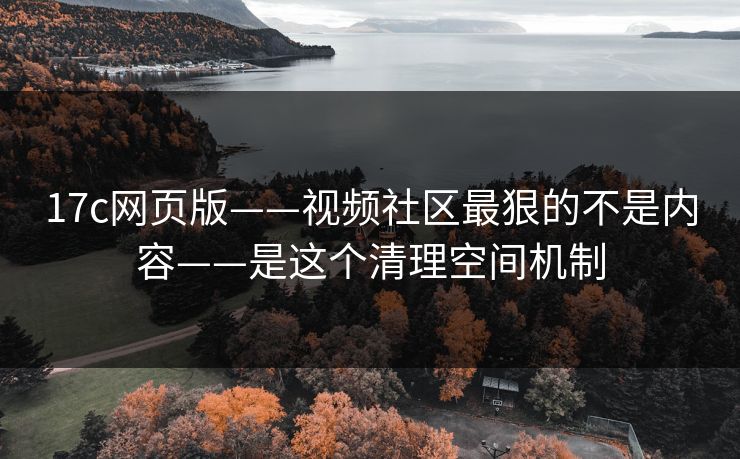 17c网页版——视频社区最狠的不是内容——是这个清理空间机制