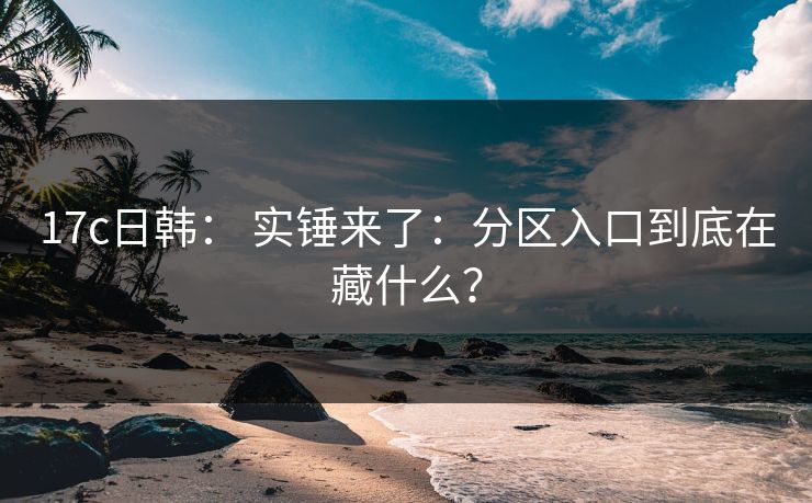 17c日韩： 实锤来了：分区入口到底在藏什么？