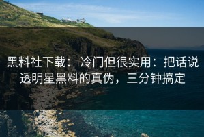 黑料社下载： 冷门但很实用：把话说透明星黑料的真伪，三分钟搞定