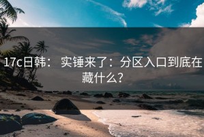 17c日韩： 实锤来了：分区入口到底在藏什么？