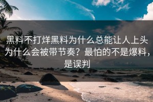 黑料不打烊黑料为什么总能让人上头为什么会被带节奏？最怕的不是爆料，是误判