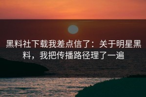 黑料社下载我差点信了：关于明星黑料，我把传播路径理了一遍