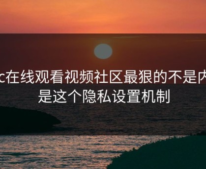 17c在线观看视频社区最狠的不是内容是这个隐私设置机制