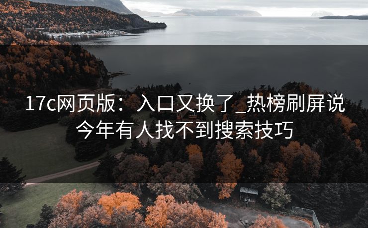 17c网页版：入口又换了_热榜刷屏说今年有人找不到搜索技巧
